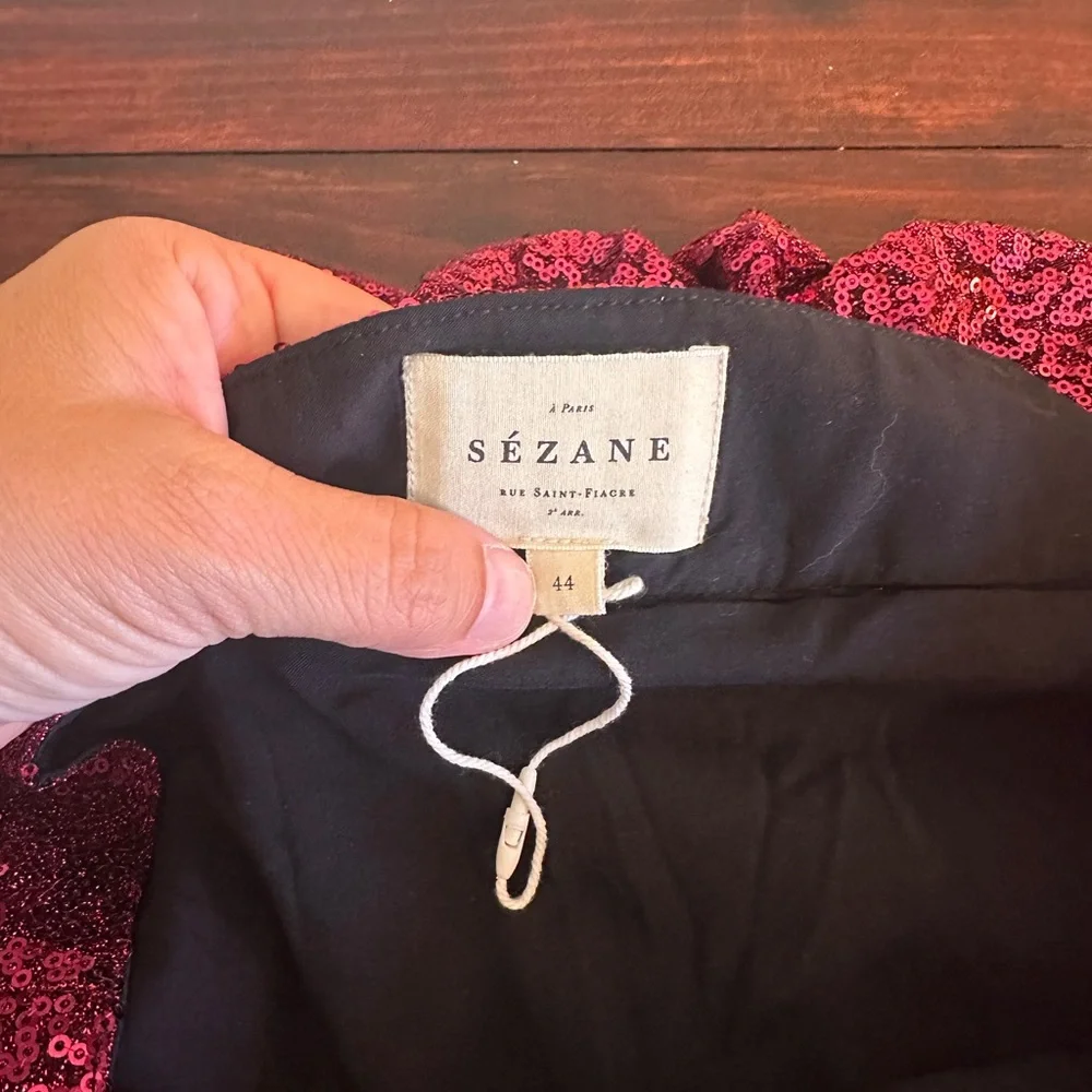 Sezane Dilo Pleated Midi Skirt in Fuschia Sequins - Size 44 - Picture 12 of 12